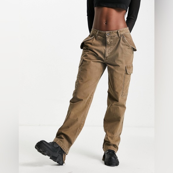 ASOS Low Rise Utility Cargo Pants in Mushroom - Picture 5 of 15
